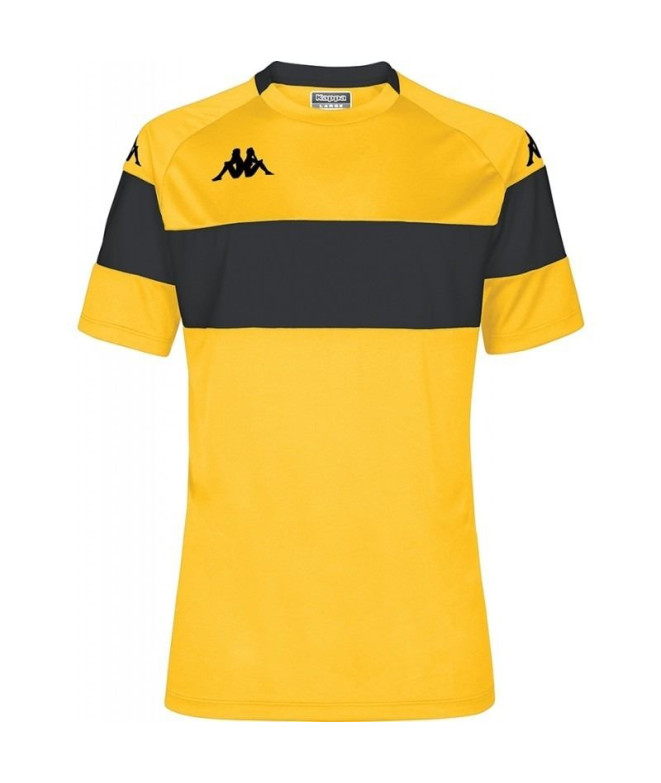 Camiseta Futebol Kappa Homem de Dareto Amarelo Preto