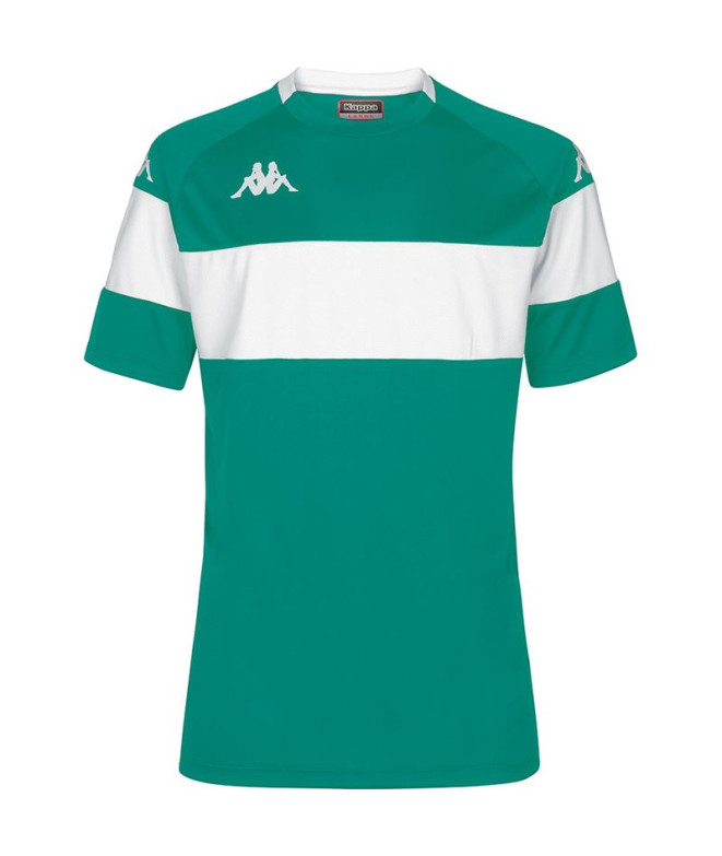 Camiseta Futebol Kappa Homem de Dareto Verde Branco