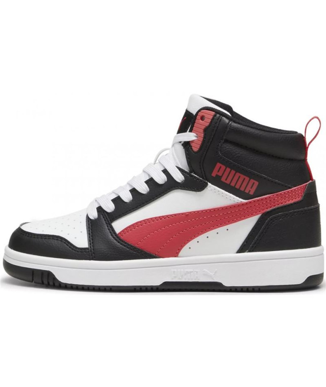 Chaussures Enfant Puma Rebound V6 Mid Noir/Blanc/Rouge