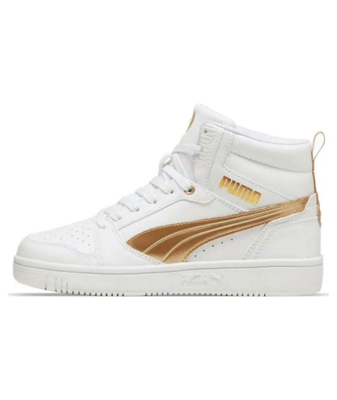 Zapatillas Puma Rebound V6 Metallic Dream Mujer Blanco/dorado
