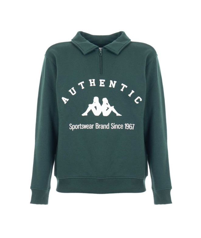 Moletom Kappa Homem Pola Auth Kontemporary Verde Dk/Branco Leite