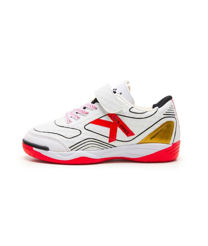 Zapatillas De Fútbol Sala Kelme Goleiro Kids Elastic Infantil Blanco y Rojo