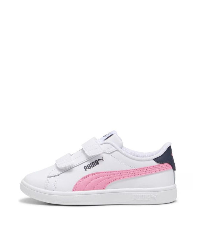 Zapatillas Puma Smash 3.0 L V Infantil Blanco Rosa