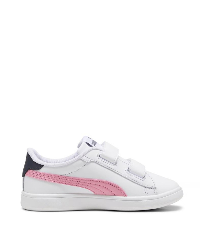 Sapatilhas Puma Smash 3.0 L V Infantil Branco Rosa