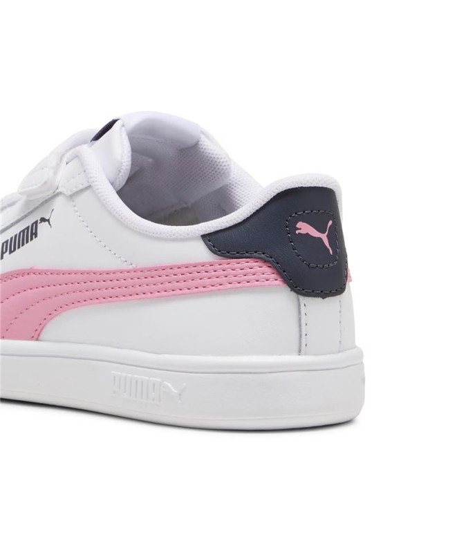 Sapatilhas Puma Smash 3.0 L V Infantil Branco Rosa