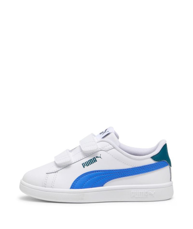 Chaussures Enfant Puma Smash 3.0 L V Blanc Bleu