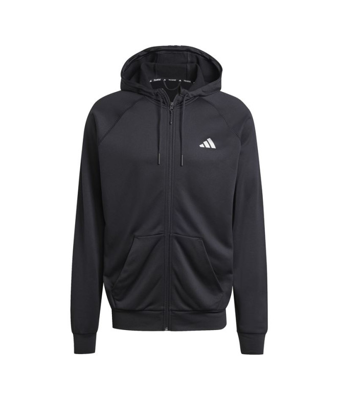 Sudadera adidas Game & Go Training Big Logo 3-Stripes Full Zip Hombre Negro