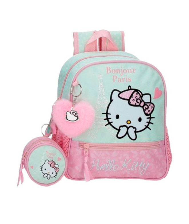 Mochila 25Cm.Hello Kitty Paris Rosa