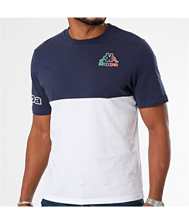 T-shirt Kappa Homme Feffo Blanc/Bleu Médiéval