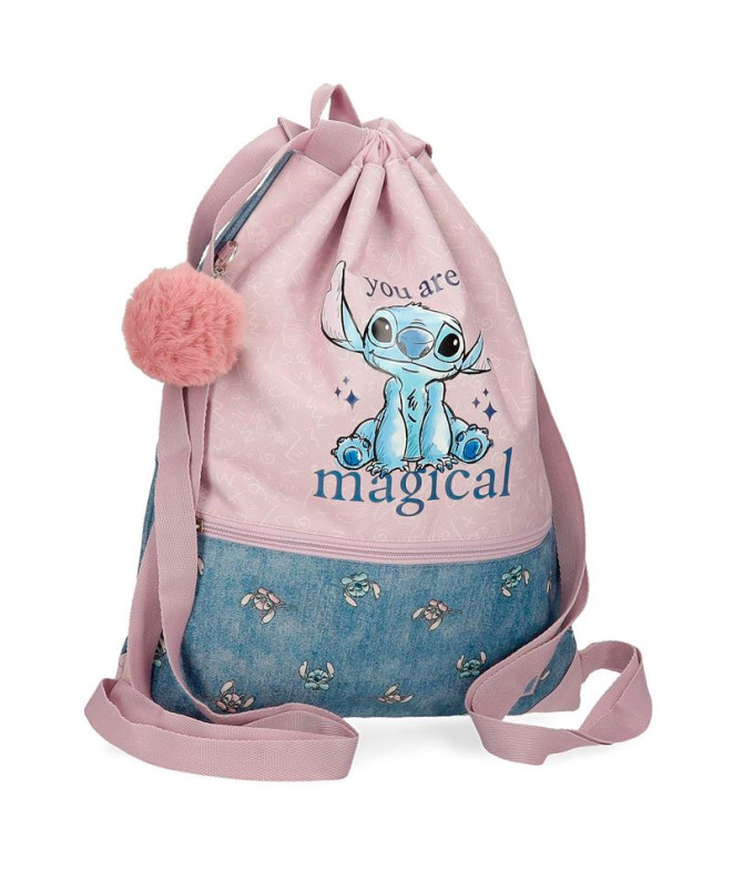 Bolsa saco Disney W/Zipper Stitch You Are Magical Azul