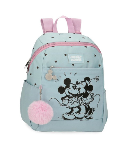 Mochila Disney 35cm Mickey Y Minnie Kisses Azul