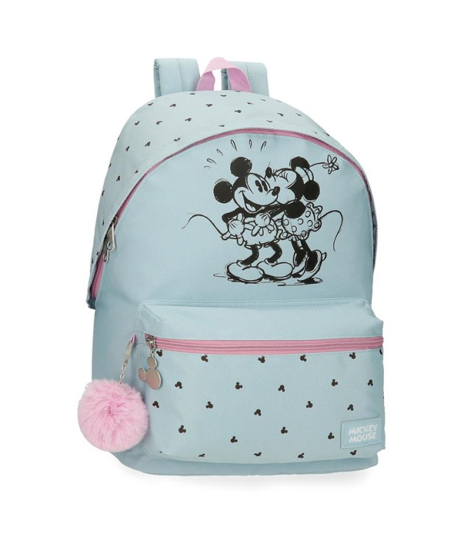 Mochila Disney Adapt 44cm Mickey Y Minnie Kisses Azul