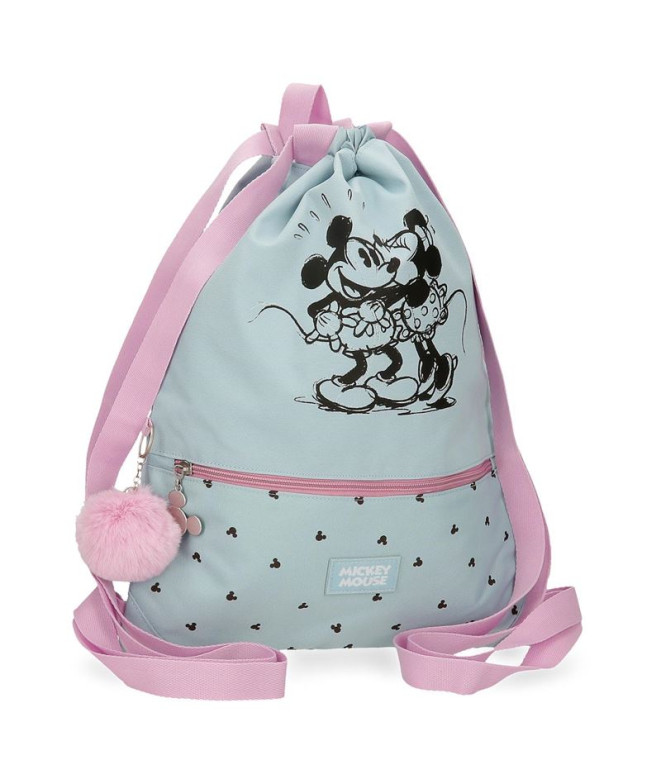 Bolsa de ginástica Disney Bolsa de ginástica com fecho de correr Mickey e Minnie Kisses Azul