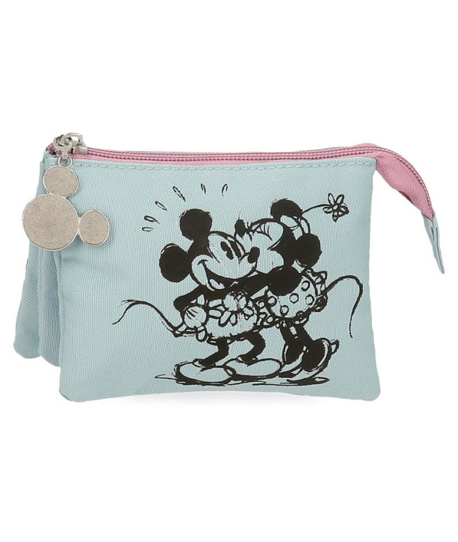 Estuche Disney 3C Mickey Y Minnie Kisses Azul