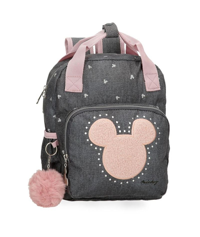 Mochila Disney Adapt. Mochila. 28Cm. Tachas Mickey Preto