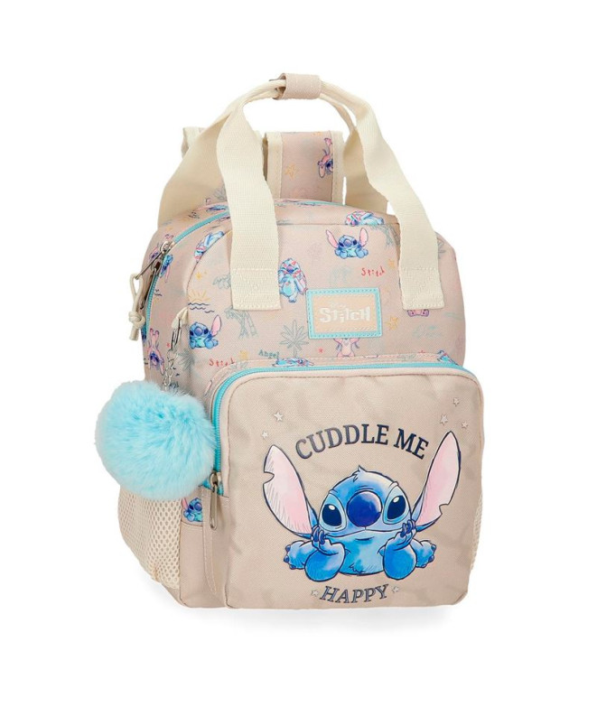 Mochila Mochila Disney Adap. 28Cm. Stitch Cuddle Me Happy Bege