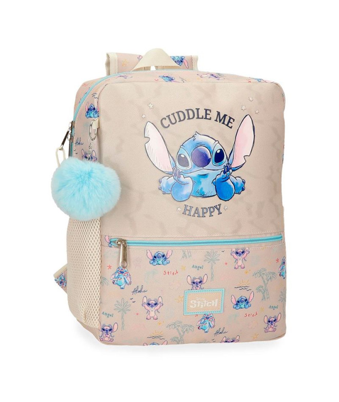 Mochila Mochila Disney 33Cm. Stitch Cuddle Me Happy Bege