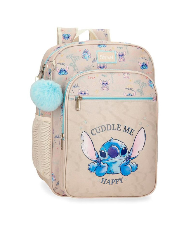 Mochila Mochila Disney 38Cm. Stitch Cuddle Me Happy Bege