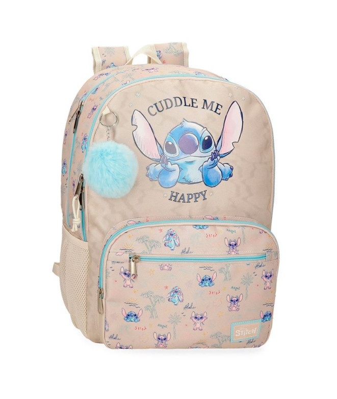 Mochila Mochila Disney 44Cm.2C. Stitch Cuddle Me Happy Bege