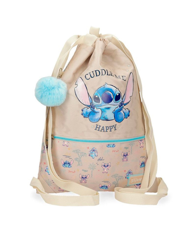 Saco de almoço de ginásio Disney Stitch Cuddle Me Happy Bege