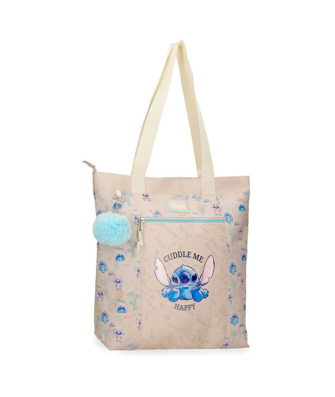 Mochila Disney Tote Bag Stitch Cuddle Me Happy Bege