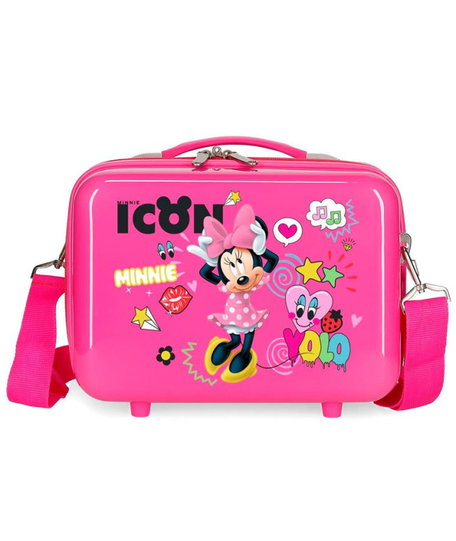 Necessaire Disney Adapt. Estojo de toucador em abs. Ícone da Minnie Rosa