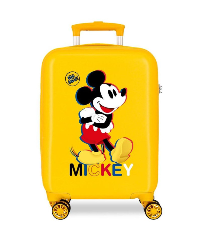 Trolley Disney Abs Mala 50 Cm.4R Mickey 3D Amarelo Ocre