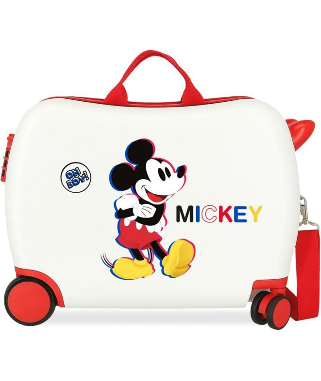 Mala Infantil Disney Abs Mala de viagem com rodas 4W.(2 Multid.) Mickey 3D Branco