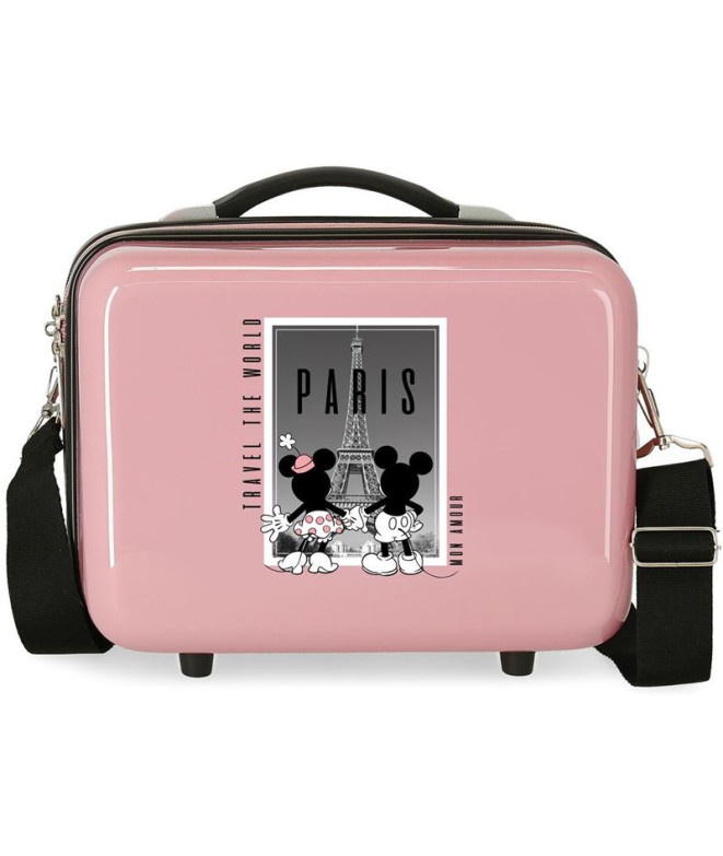 Necessaire Disney Adapt. Estojo de toucador em abs. Minnie & Mickey Paris Nude Pink