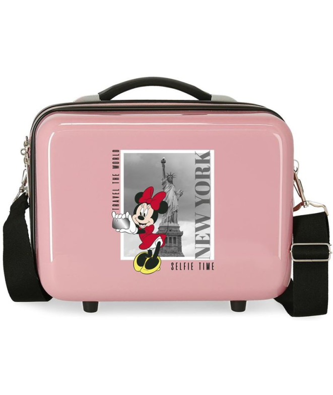 Necessaire Disney Adapt. Estojo de toucador em abs. Minnie Ny Nude Rosa