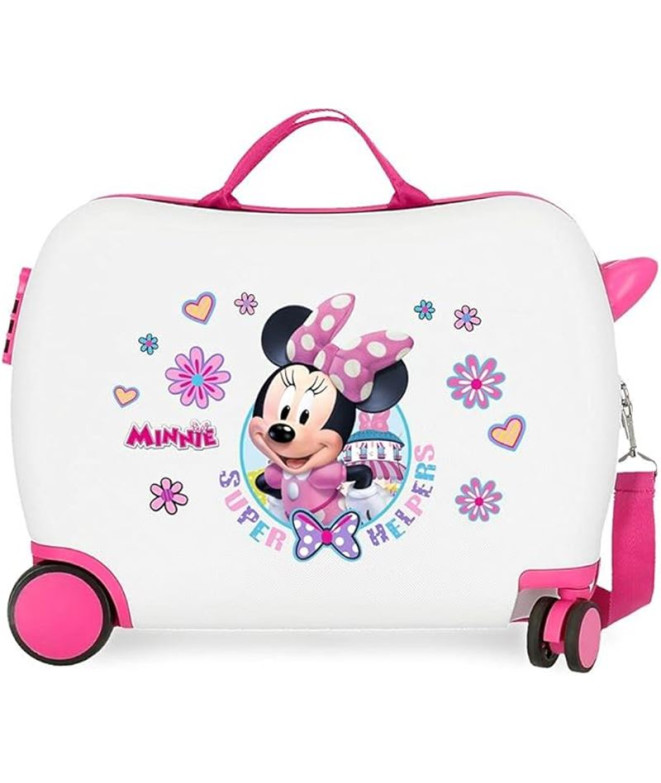 Mala Infantil Disney Abs Rolling 4W. 50Cm.Minnie Super Helpers Branco