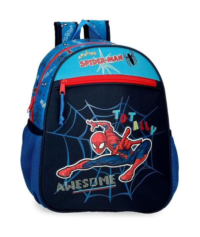 Mochila Marvel 33Cm. Spiderman Totally Awesome Azul