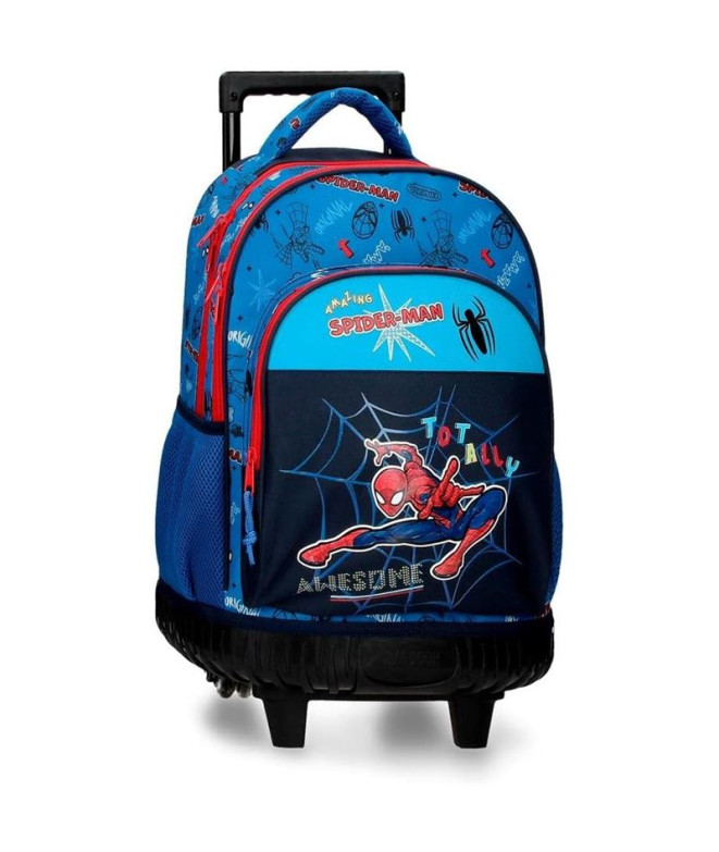 Mochila Marvel Compact 2R Spiderman Totally Awesome Azul