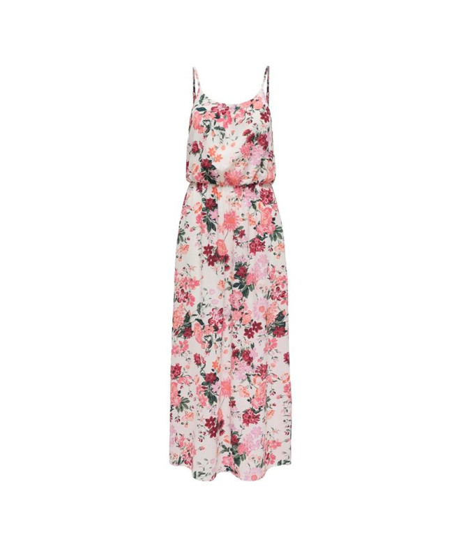 Robe Femme Only Onlwinner S/L Maxi Dre Cloud Dancer Blurry Flower