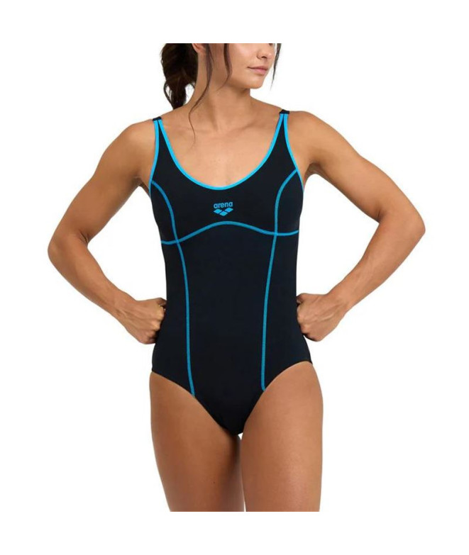Bañador de Natación Arena Tania Clip Mujer Negro/Turquesa