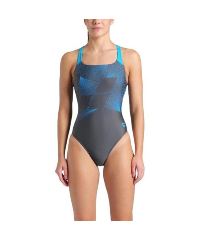 Maillot de bain Natation Arena Femme de Lumières Asphalte/Turquoise