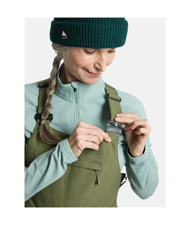 Calça Burton Avalon Bib Mulher Forest Moss