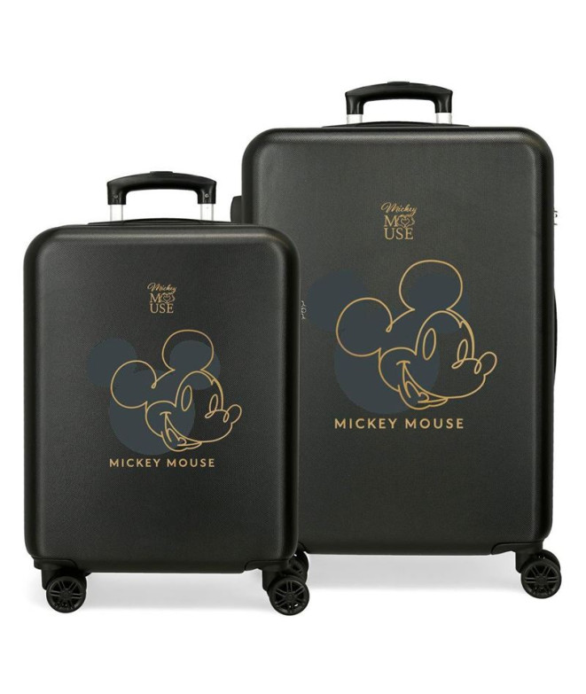 Set Disney Abs Carrinho de Mala 2/ 55-65Cm.4W.Mickey Outline Preto