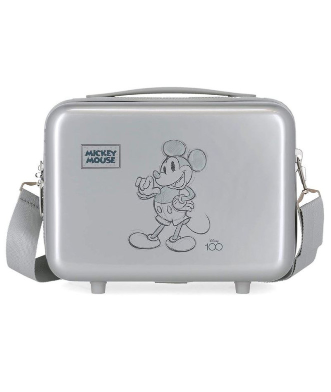 Necessaire Disney Adapt. Estojo de toucador em abs. Disney 100 Mickey Cinzento