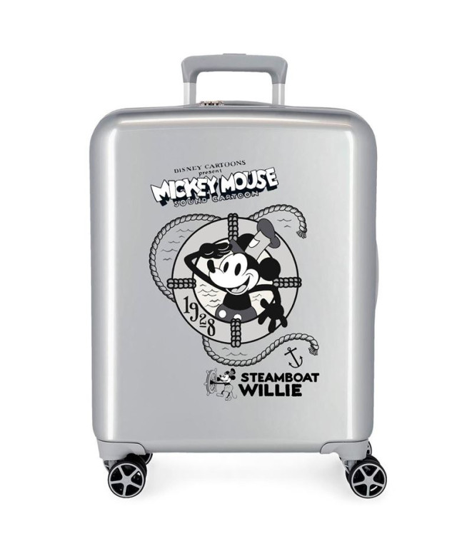 Disney Abs Trolley Suitcase 55Cm.4W.Disney 100 - Joyful Mickey Steamboad Cinzento