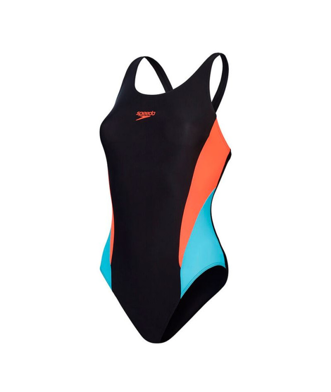 Bañador de Natación Speedo Mujer Colourblock 2.0 Negro/ Rojo/