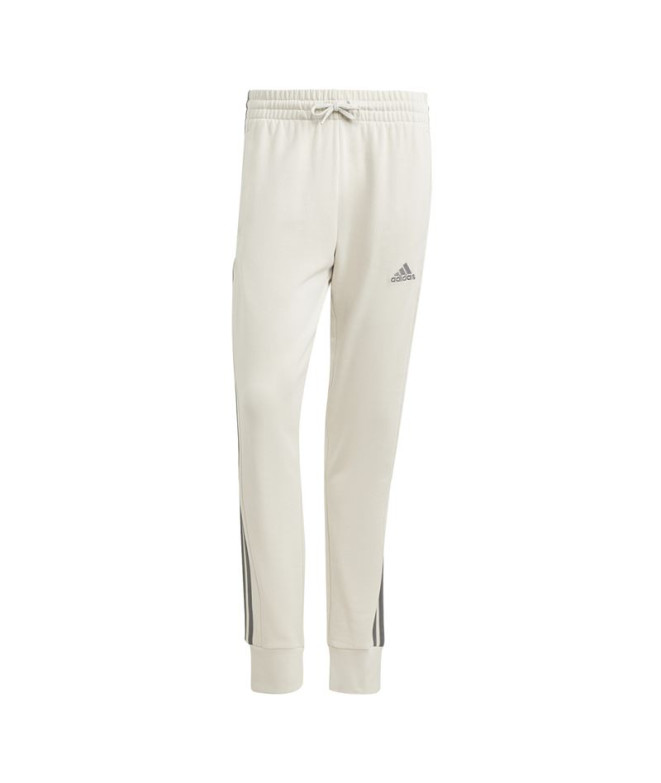 Calça adidas French Terry Homem Essentials Tapered Cuff 3-Stripes Bege