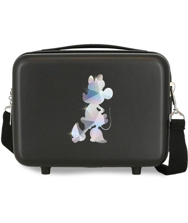 Necessaire Estojo de toucador Disney Abs. Disney 100 Minnie Prata Preto