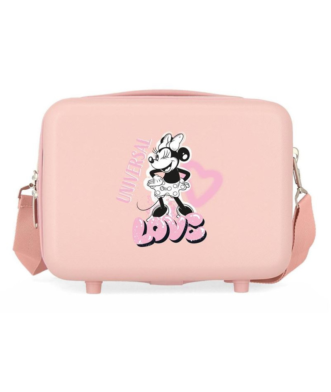 Necessaire Estojo para toucador Disney Abs. Coração Minnie Rosa Nude