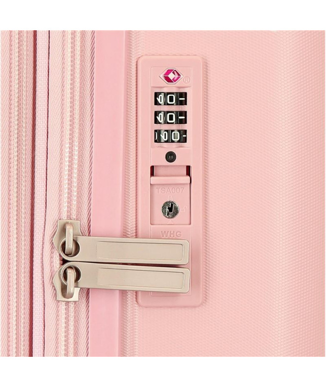 Mala Disney Abs 55Cm 4W Minnie Coração Nude Rosa