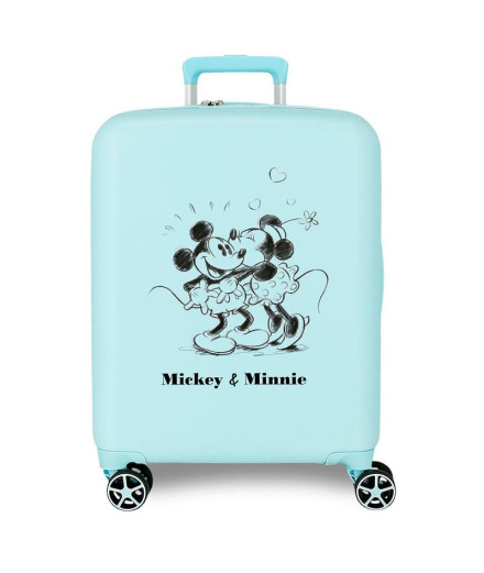 Mala Disney Abs 55Cm 4W Mickey & Minnie Kisses Turquesa Azul