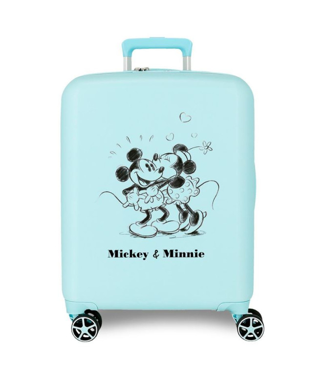 Maleta Disney Abs 55Cm 4W Mickey & Minnie Kisses Turquoisee Azul