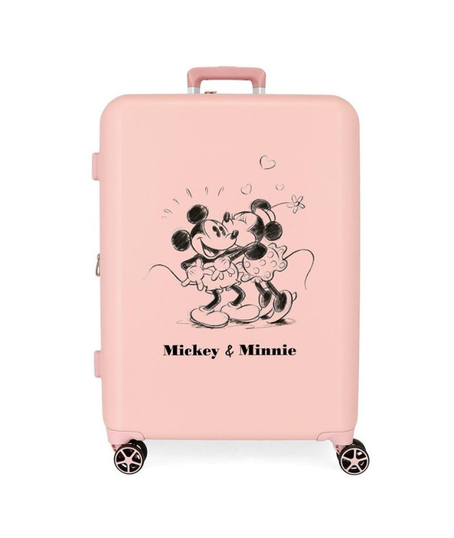 Trolley Disney Abs Mala 70Cm.C/Exp. 4W.Mickey & Minnie Kisses Nude Pink