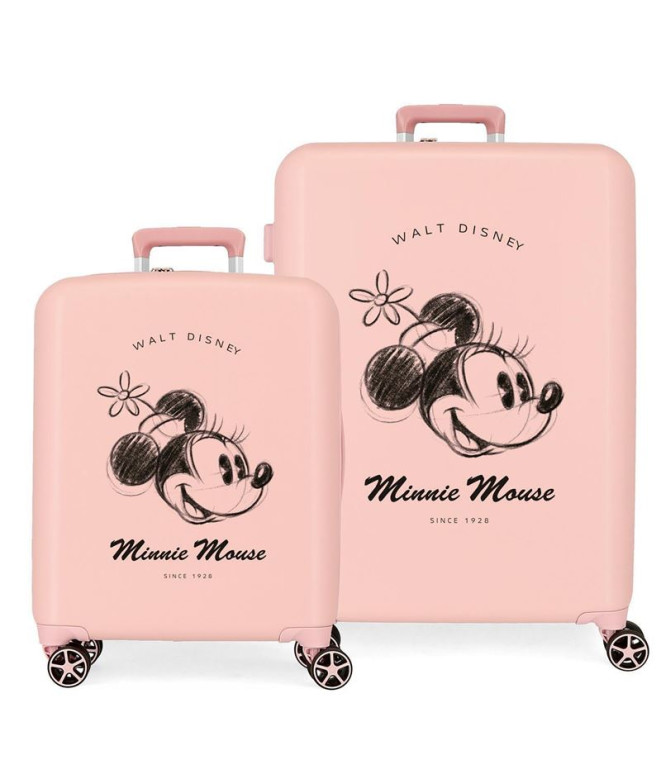 Set Disney Abs Bagage Trolley 2/ 55-70Cm.4W.Minnie You Are Magic Nude Pink