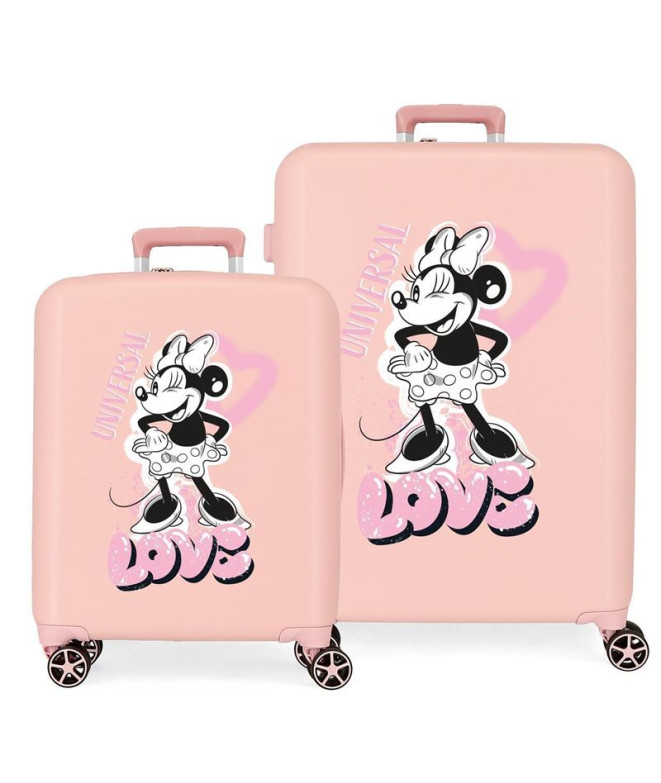 Set Chariot à bagages Disney Abs 2/ 55-70Cm.4W.Minnie Heart Nude Pink